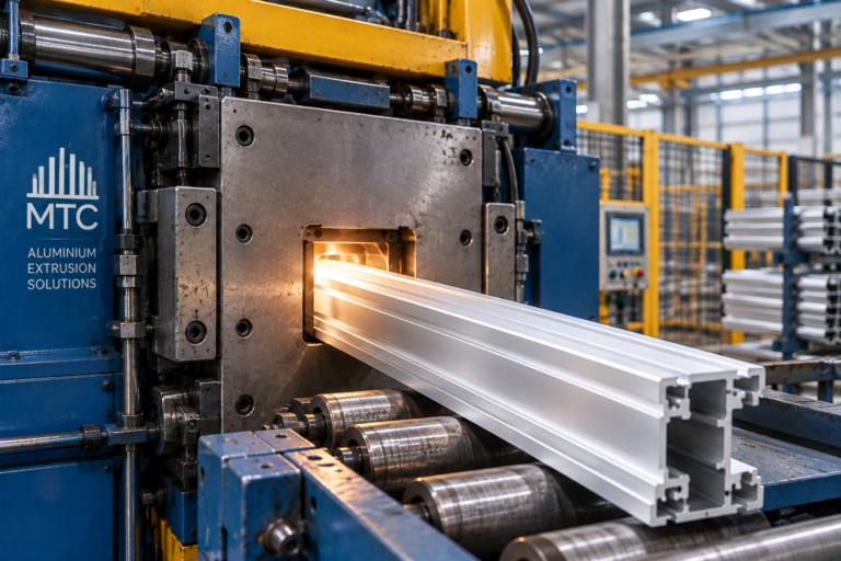Aluminium extrusion process on an extrusion press