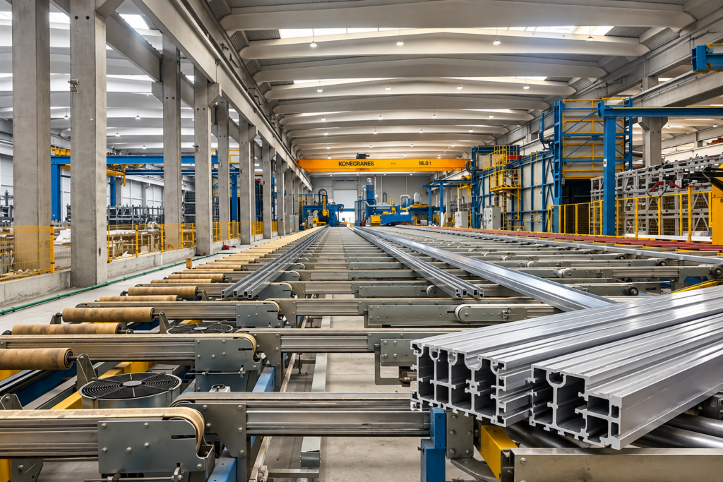 Aluminium extrusion services – profile handling and production line
